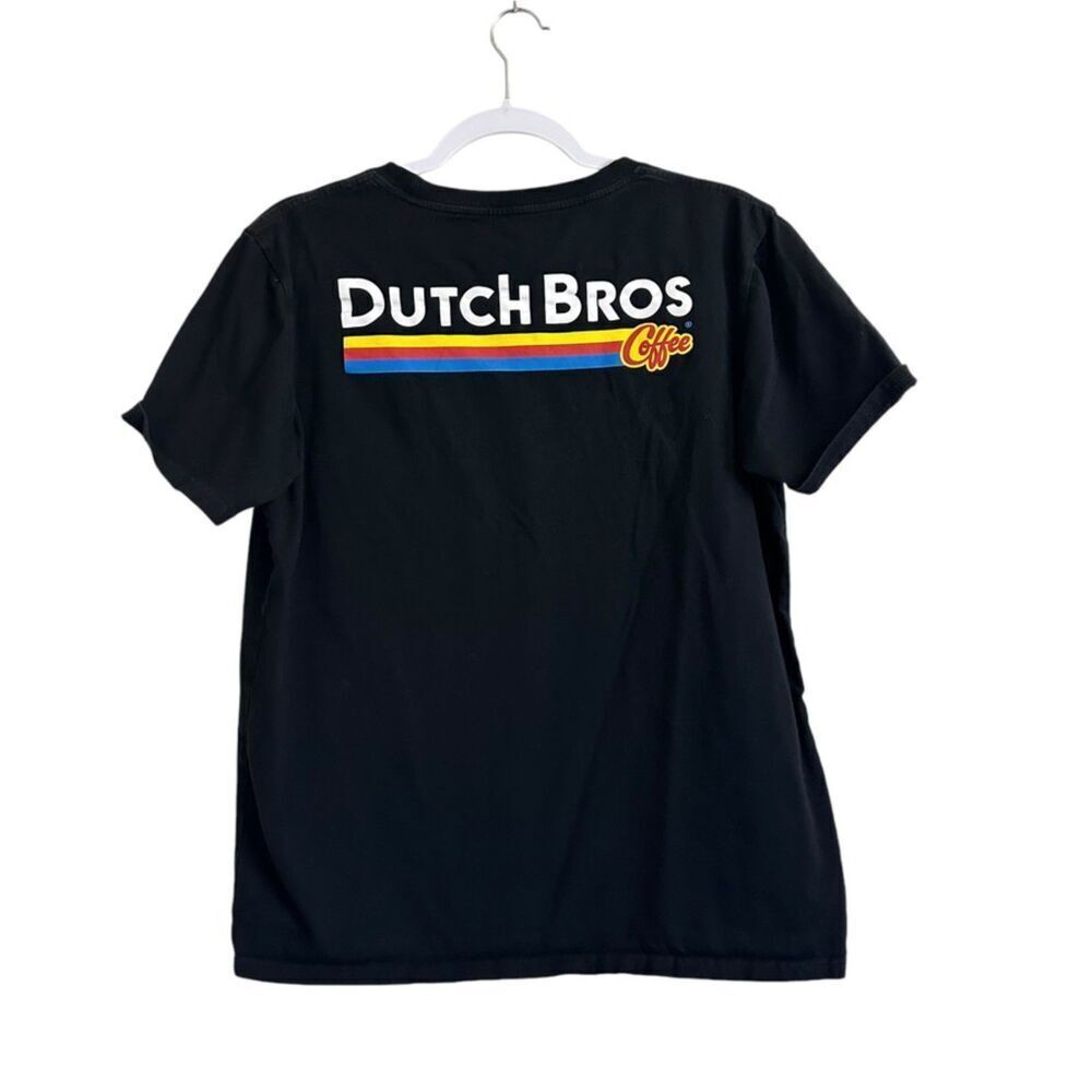 Dutch Bros Logo Short‎ Sleeve Crewneck Tee Women's L Black Casual Graphic